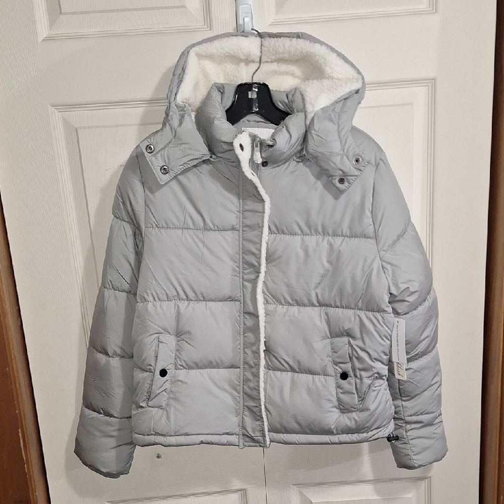 Snobbish Women's Gray Puffer Jacket with Hood - L
